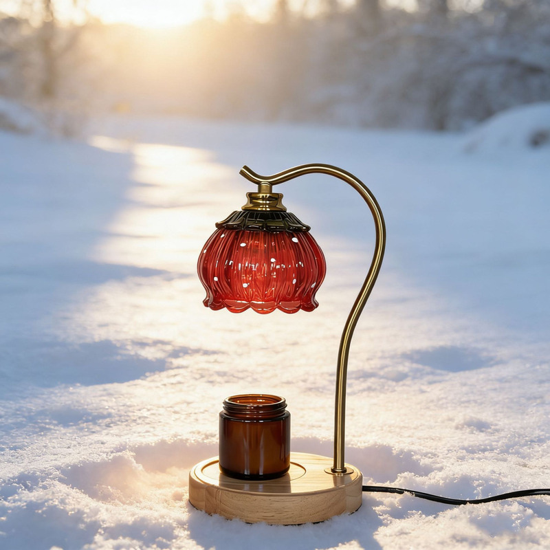 Desk Setup Retro - Lampu Pemanas Lilin Kaca Nordik Retro,
