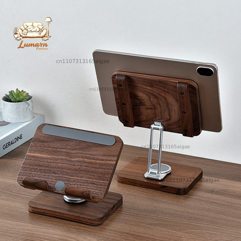 Desk Setup With Ipad - Penyangga iPad Black Walnut dengan Rotasi