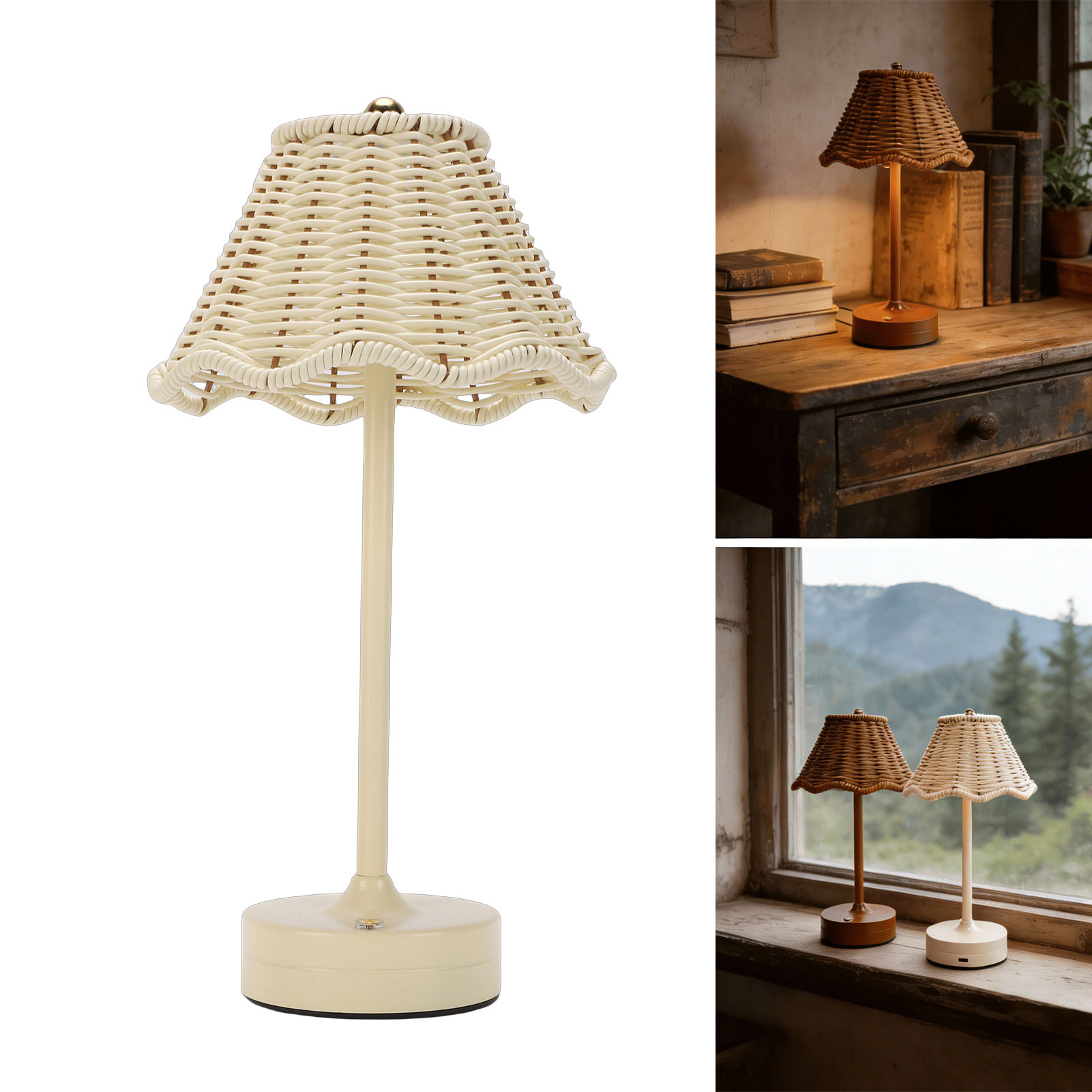 Desk Setup Vintage - Lampu Meja Rotan Antik LED 3