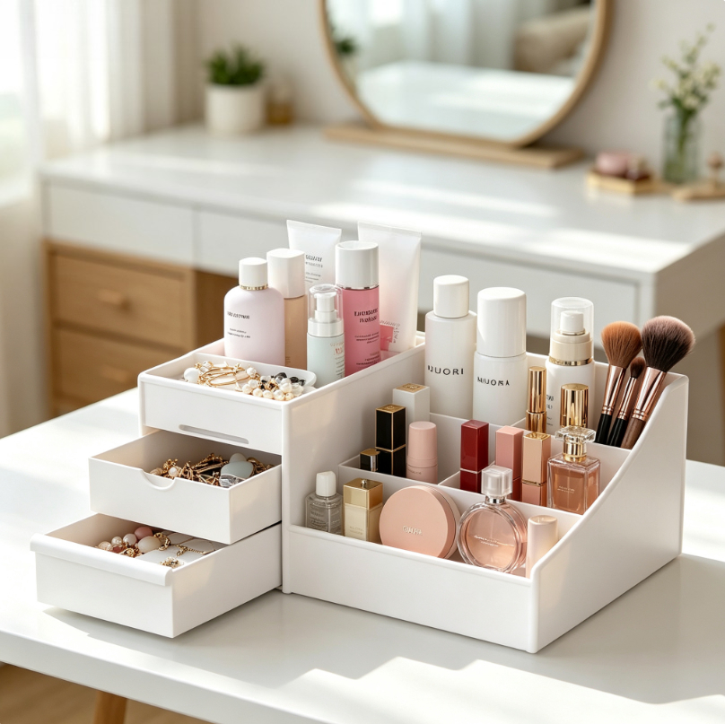 Desk Drawer Unit - Kotak Penyimpanan Kosmetik Plastik untuk Meja