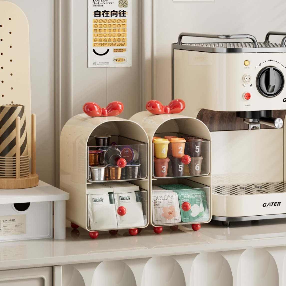 Desk Drawer Unit - Organizer Kapsul Kopi Creamy, Kotak Penyimpanan