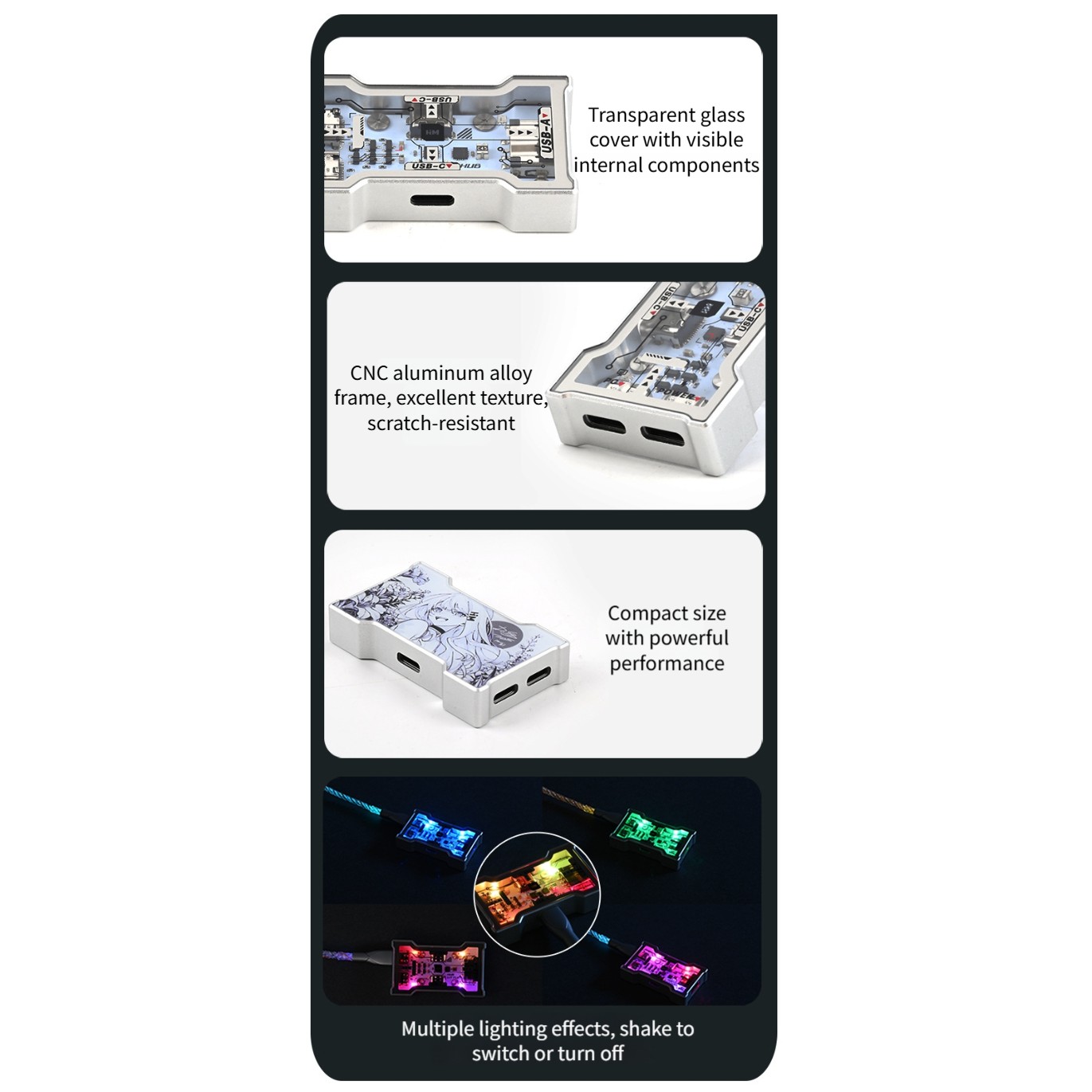 RGB USB Hub 2 Input 3 Output B - Desk Setup Hub ulasan dan harga