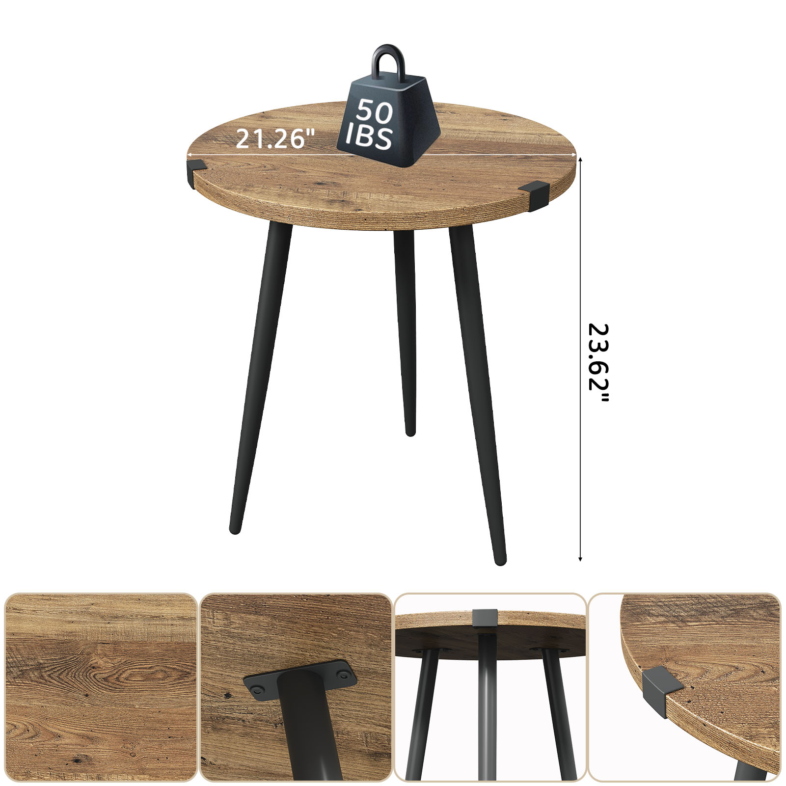 Meja Kopi Bundar 23,6 Inci, Me - Desk Setup Oak ulasan dan harga