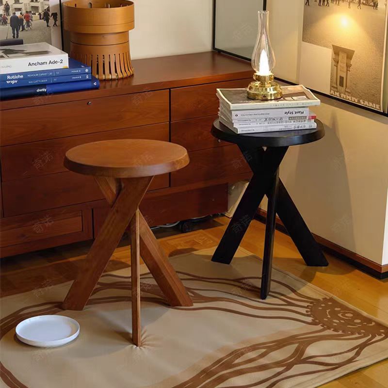Meja Samping Bundar Kayu Antik - Desk Setup Vintage ulasan dan harga