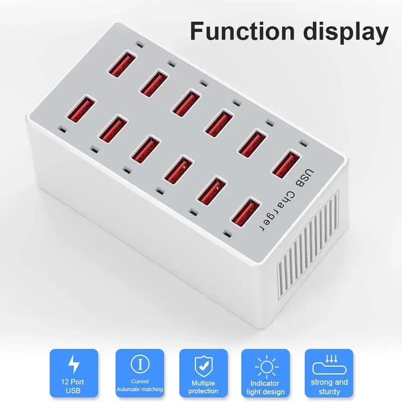 Stasiun pengisian USB 60W 12 p - Desk Setup Hub ulasan dan harga